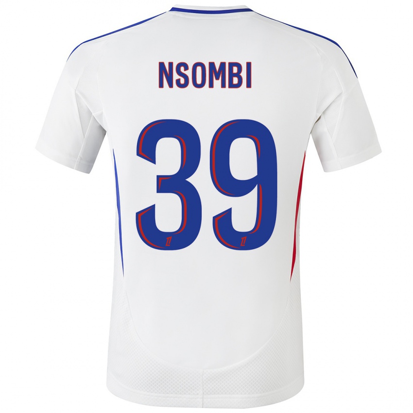 Hombre Camiseta Gael Nsombi #39 Blanco Azul 1ª Equipación 2024/25 La Camisa