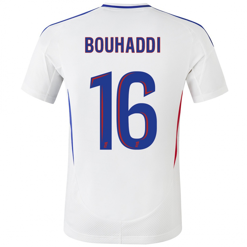 Hombre Camiseta Sarah Bouhaddi #16 Blanco Azul 1ª Equipación 2024/25 La Camisa