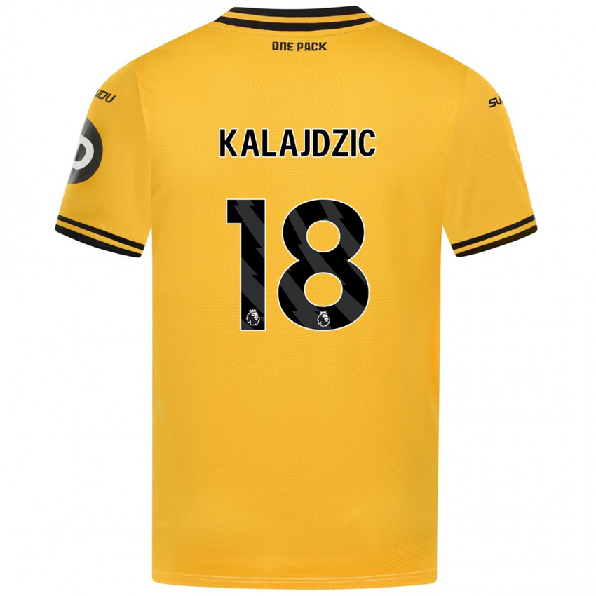 Hombre Camiseta Sasa Kalajdzic #18 Amarillo 1ª Equipación 2024/25 La Camisa