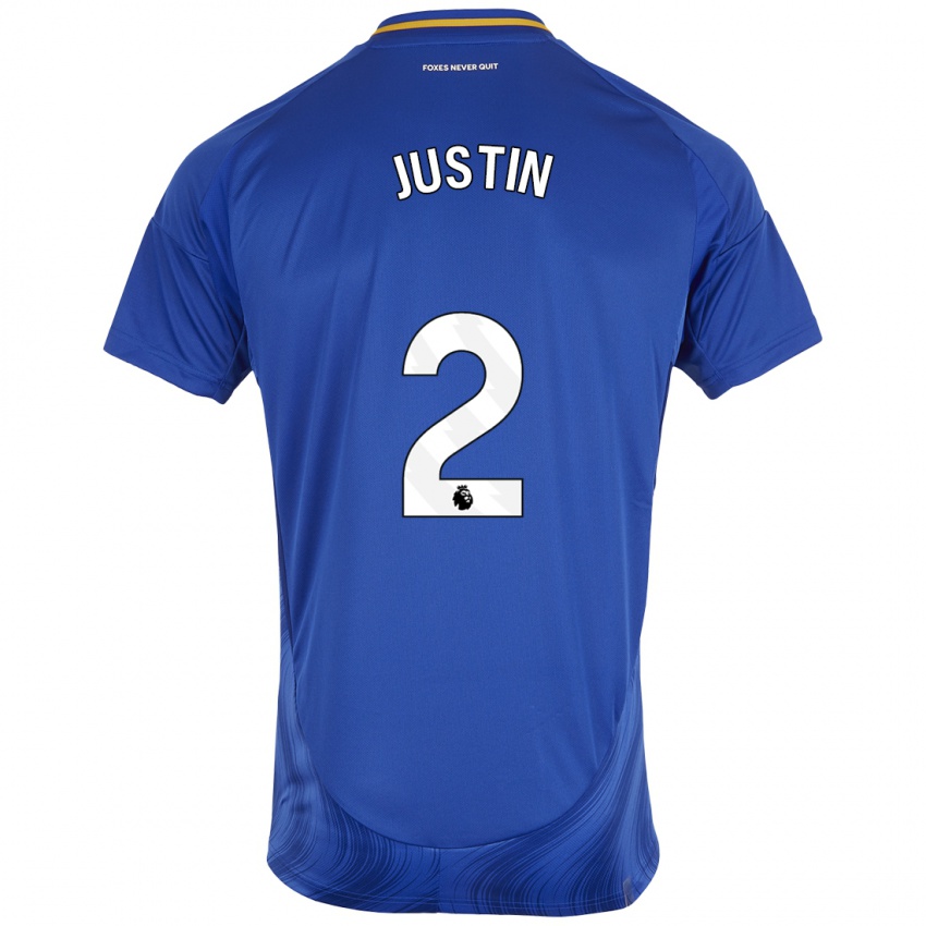 Hombre Camiseta James Justin #2 Azul Blanco 1ª Equipación 2024/25 La Camisa