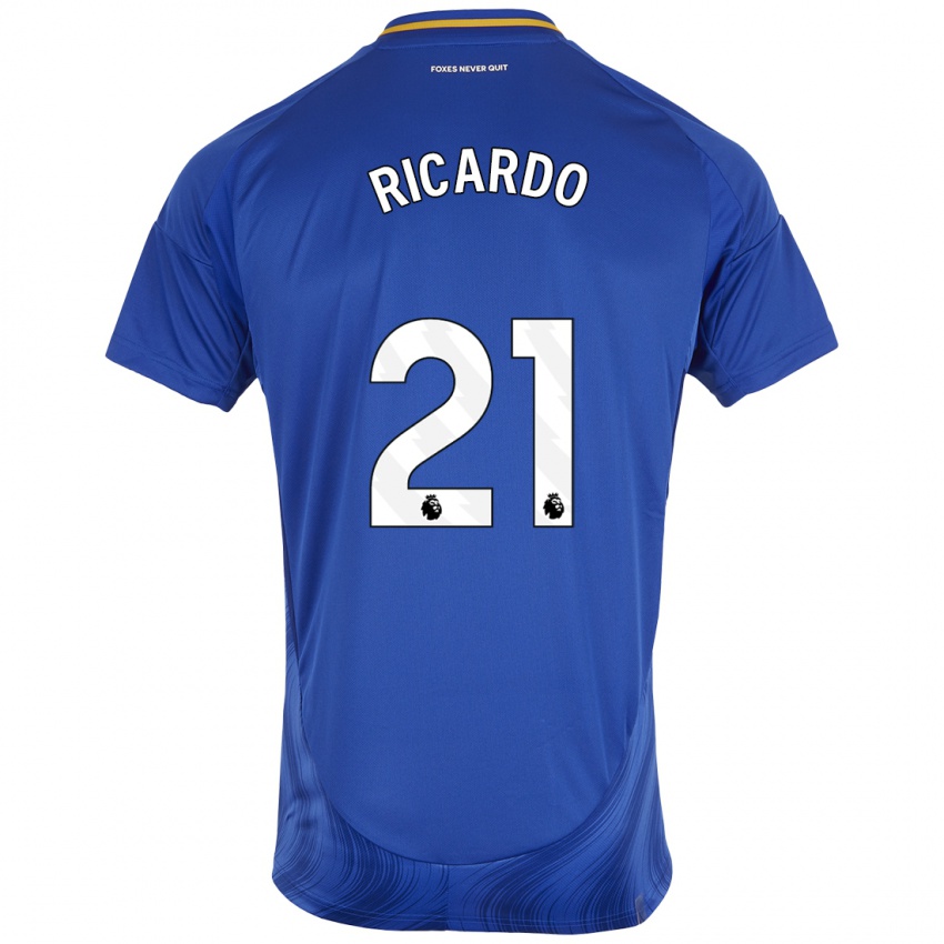 Hombre Camiseta Ricardo Pereira #21 Azul Blanco 1ª Equipación 2024/25 La Camisa