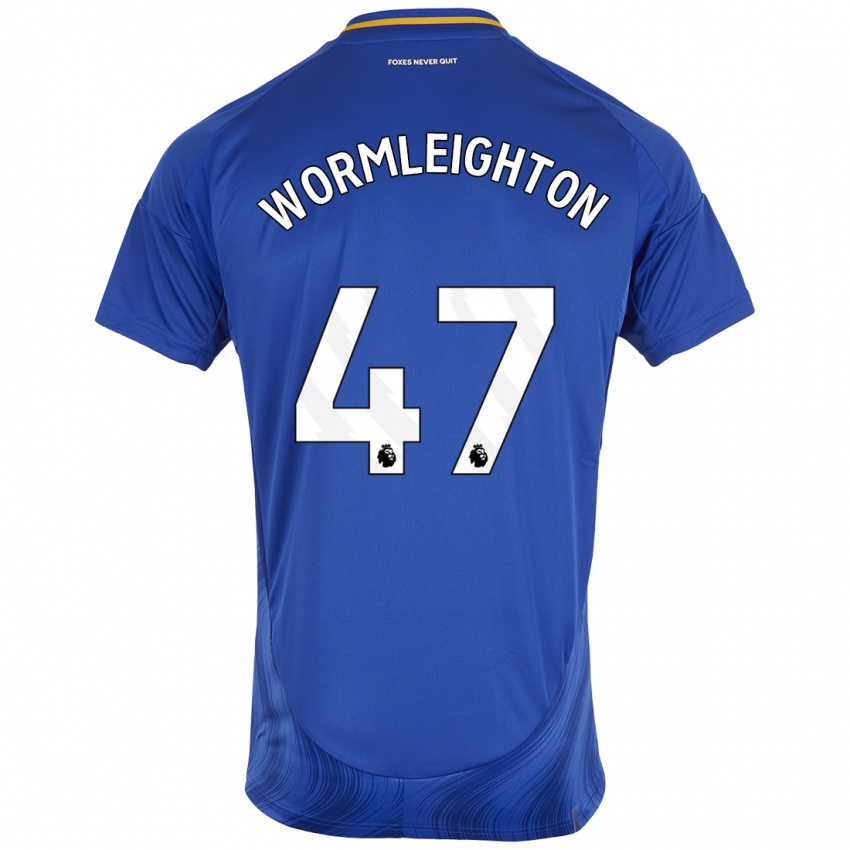 Hombre Camiseta Joe Wormleighton #47 Azul Blanco 1ª Equipación 2024/25 La Camisa