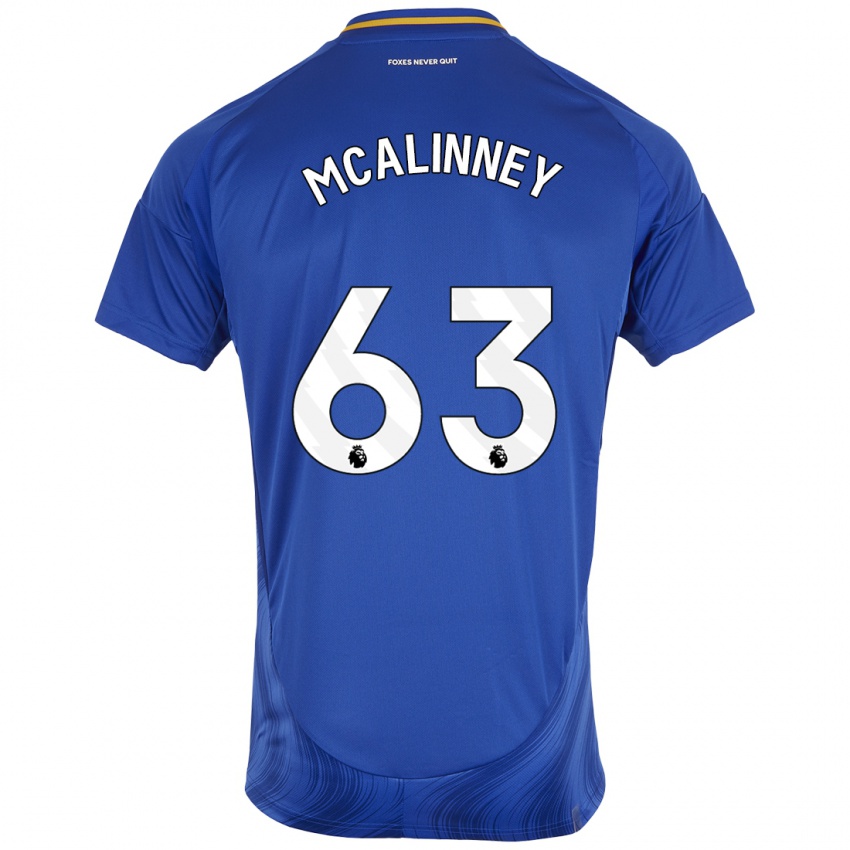 Hombre Camiseta Liam Mcalinney #63 Azul Blanco 1ª Equipación 2024/25 La Camisa