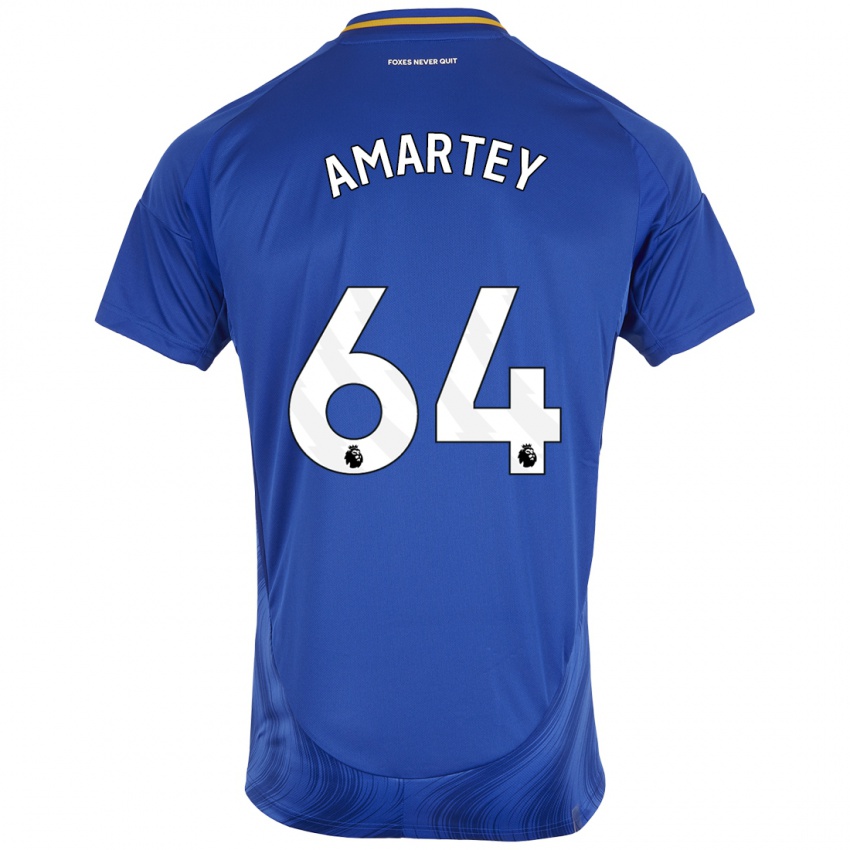 Hombre Camiseta Bobby Amartey #64 Azul Blanco 1ª Equipación 2024/25 La Camisa