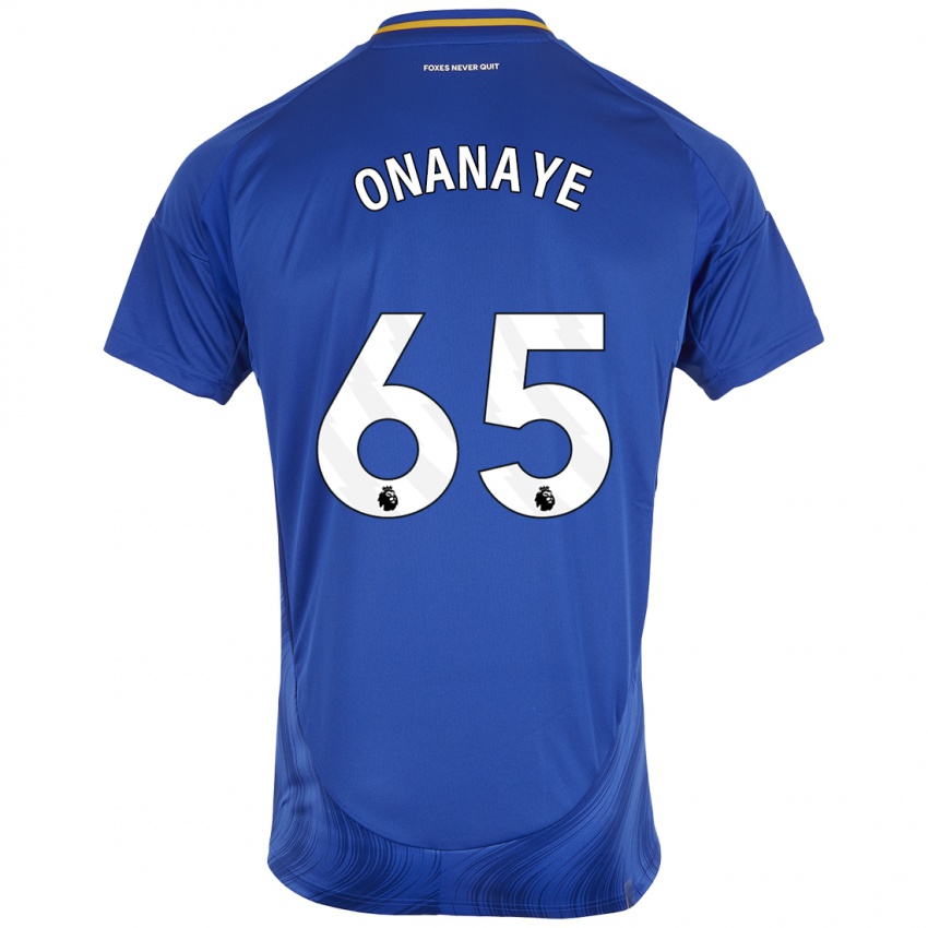 Hombre Camiseta Toby Onanaye #65 Azul Blanco 1ª Equipación 2024/25 La Camisa