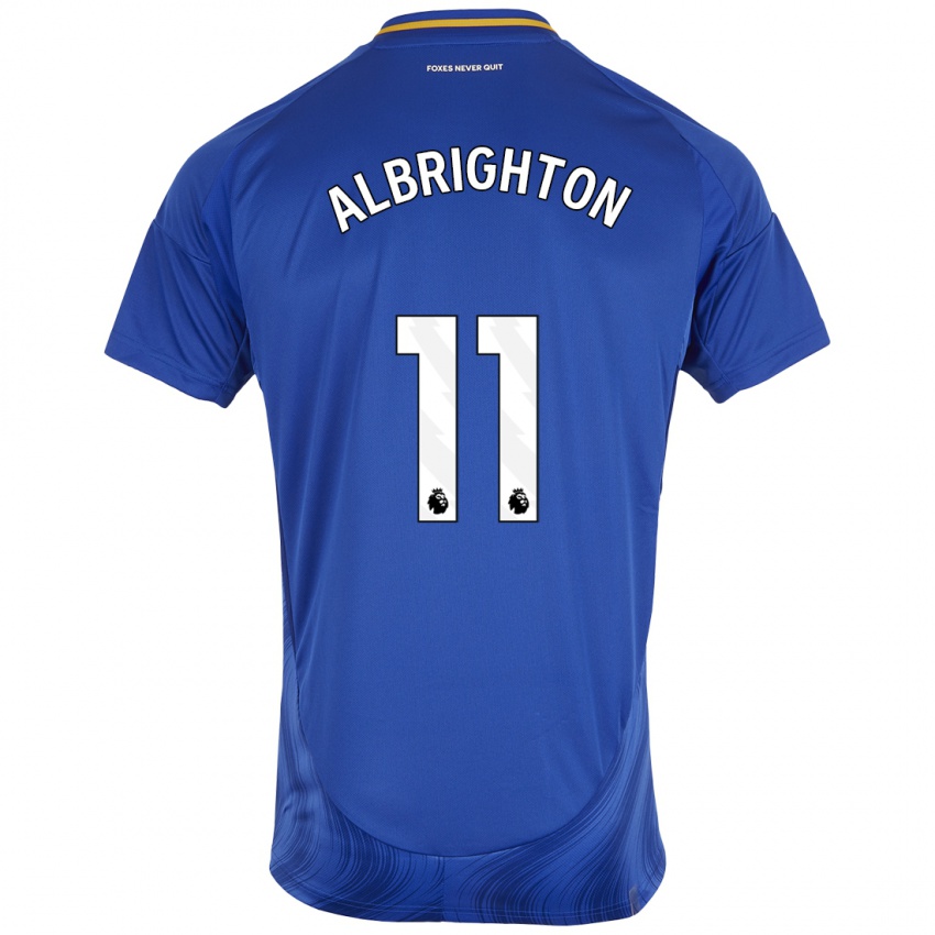 Hombre Camiseta Marc Albrighton #11 Azul Blanco 1ª Equipación 2024/25 La Camisa