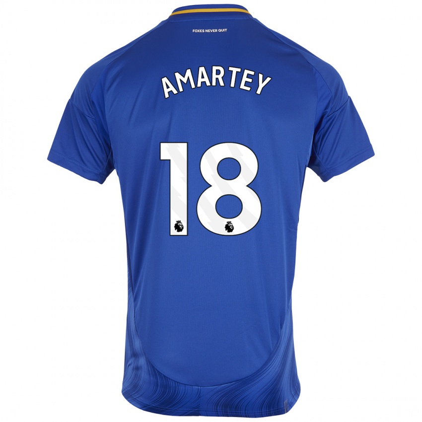 Hombre Camiseta Daniel Amartey #18 Azul Blanco 1ª Equipación 2024/25 La Camisa