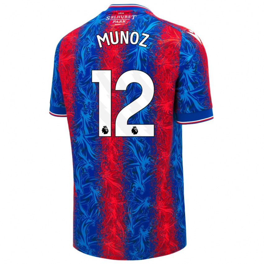 Hombre Camiseta Daniel Muñoz #12 Rayas Rojas Y Azules 1ª Equipación 2024/25 La Camisa