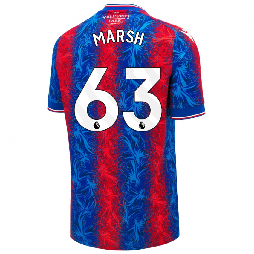 Hombre Camiseta Zach Marsh #63 Rayas Rojas Y Azules 1ª Equipación 2024/25 La Camisa