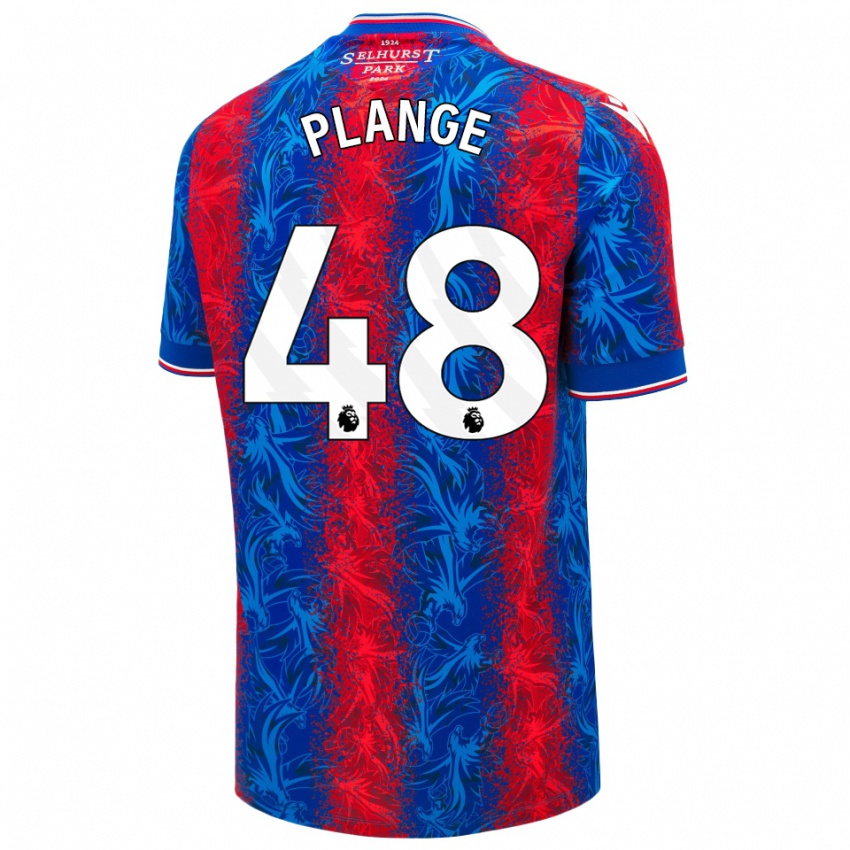 Hombre Camiseta Luke Plange #48 Rayas Rojas Y Azules 1ª Equipación 2024/25 La Camisa