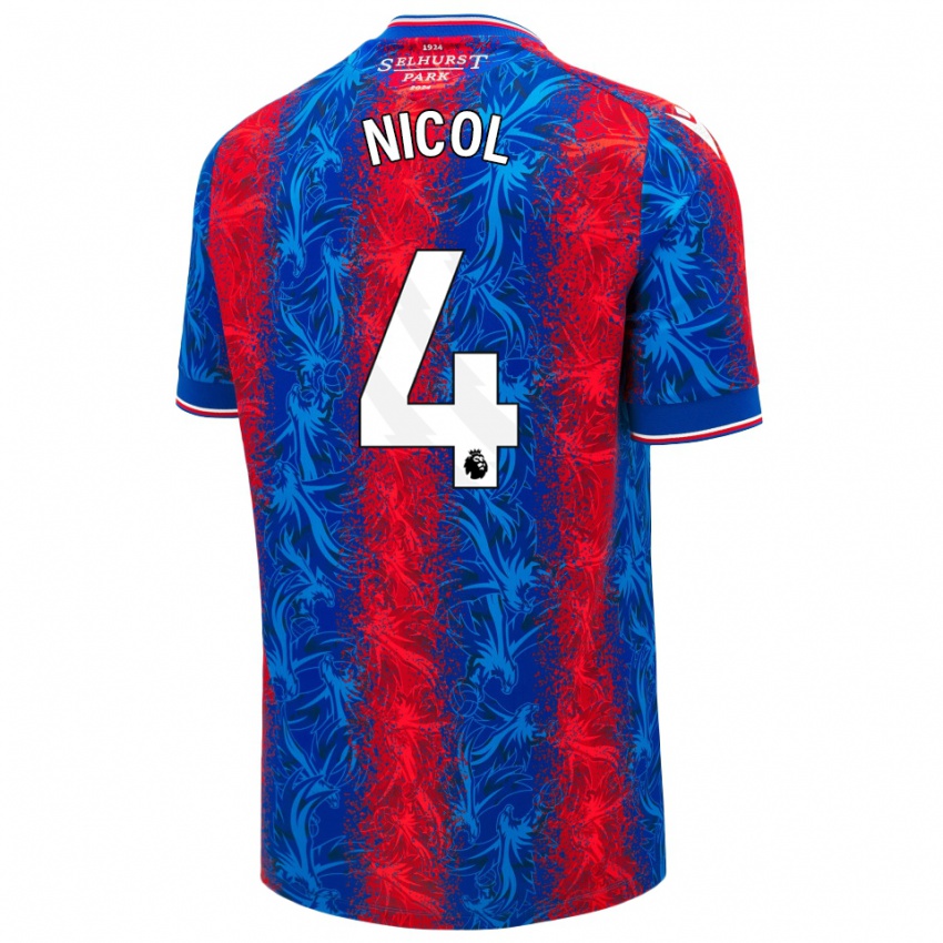 Hombre Camiseta Leigh Nicol #4 Rayas Rojas Y Azules 1ª Equipación 2024/25 La Camisa