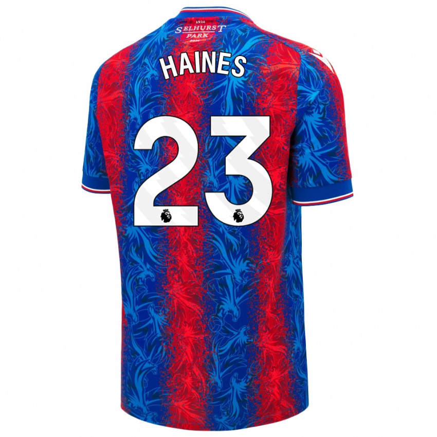 Hombre Camiseta Coral-Jade Haines #23 Rayas Rojas Y Azules 1ª Equipación 2024/25 La Camisa