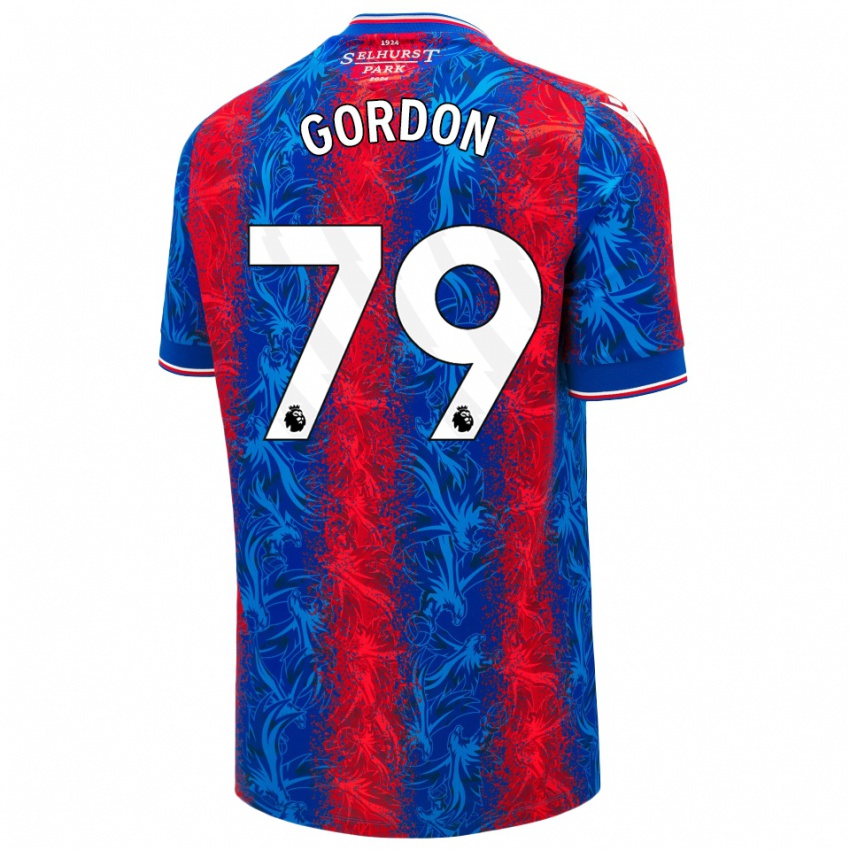 Hombre Camiseta John-Kymani Gordon #79 Rayas Rojas Y Azules 1ª Equipación 2024/25 La Camisa