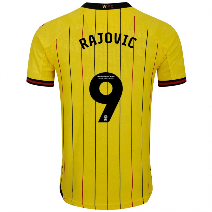 Hombre Camiseta Mileta Rajovic #9 Amarillo Negro 1ª Equipación 2024/25 La Camisa