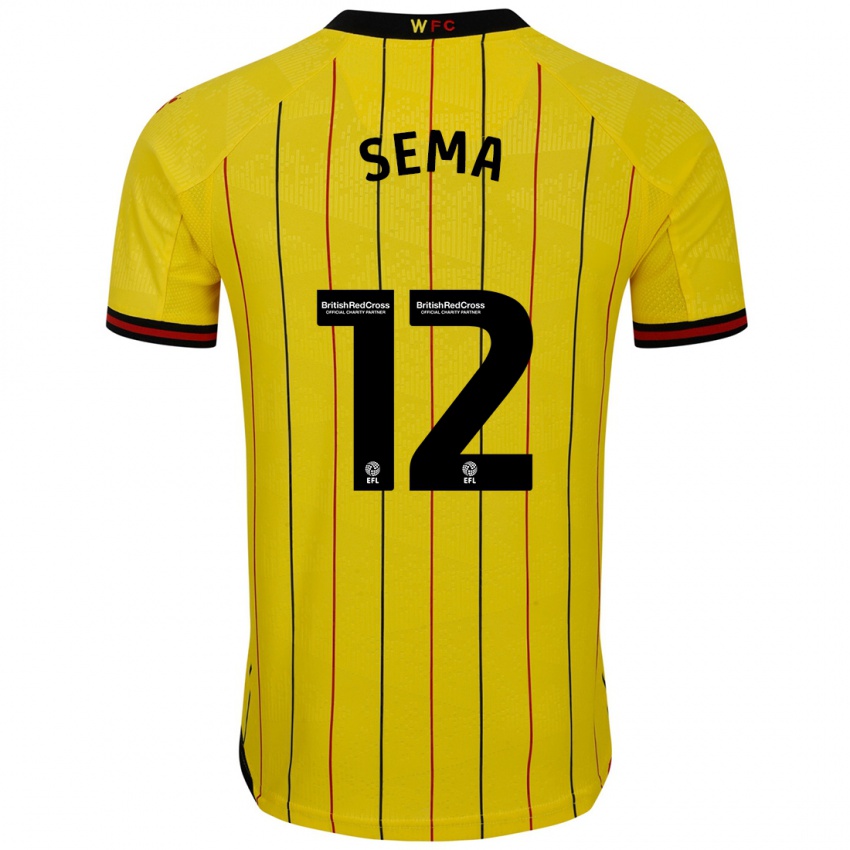 Hombre Camiseta Ken Sema #12 Amarillo Negro 1ª Equipación 2024/25 La Camisa