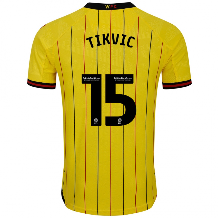 Hombre Camiseta Antonio Tikvic #15 Amarillo Negro 1ª Equipación 2024/25 La Camisa