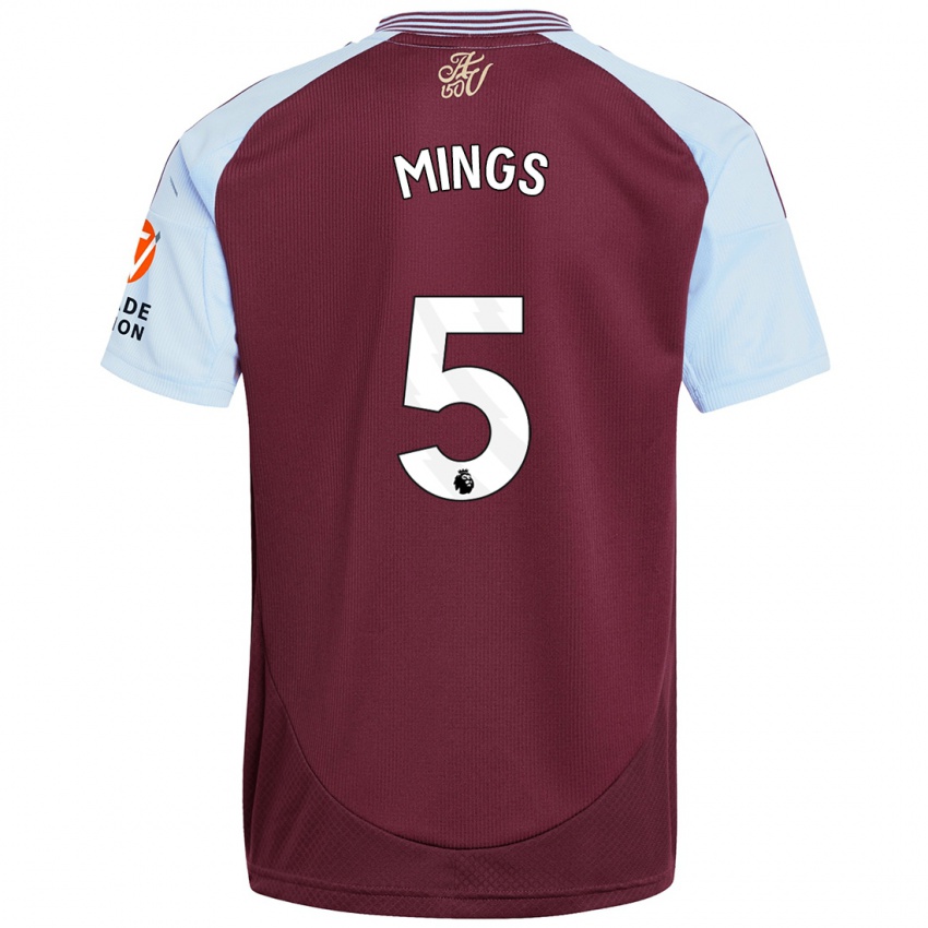 Hombre Camiseta Tyrone Mings #5 Borgoña Azul Cielo 1ª Equipación 2024/25 La Camisa