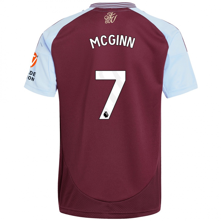 Hombre Camiseta John Mcginn #7 Borgoña Azul Cielo 1ª Equipación 2024/25 La Camisa