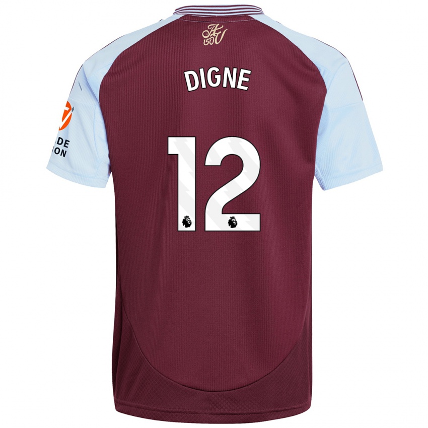 Hombre Camiseta Lucas Digne #12 Borgoña Azul Cielo 1ª Equipación 2024/25 La Camisa