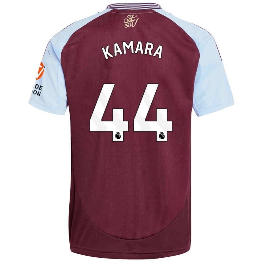 Hombre Camiseta Boubacar Kamara #44 Borgoña Azul Cielo 1ª Equipación 2024/25 La Camisa