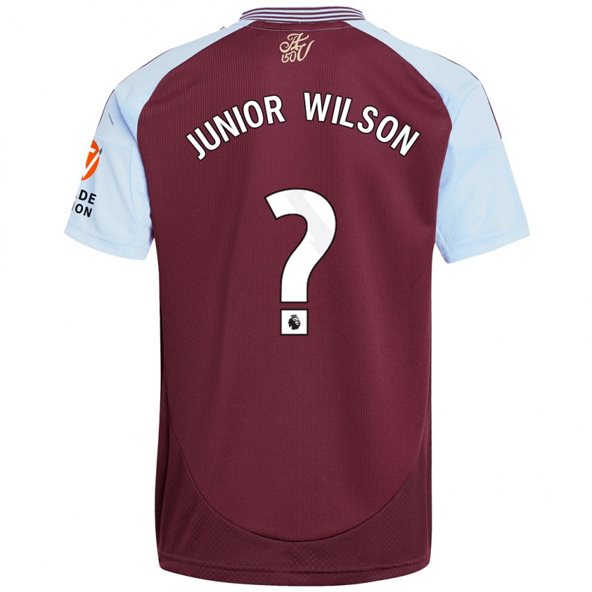 Hombre Camiseta Junior Wilson #0 Borgoña Azul Cielo 1ª Equipación 2024/25 La Camisa