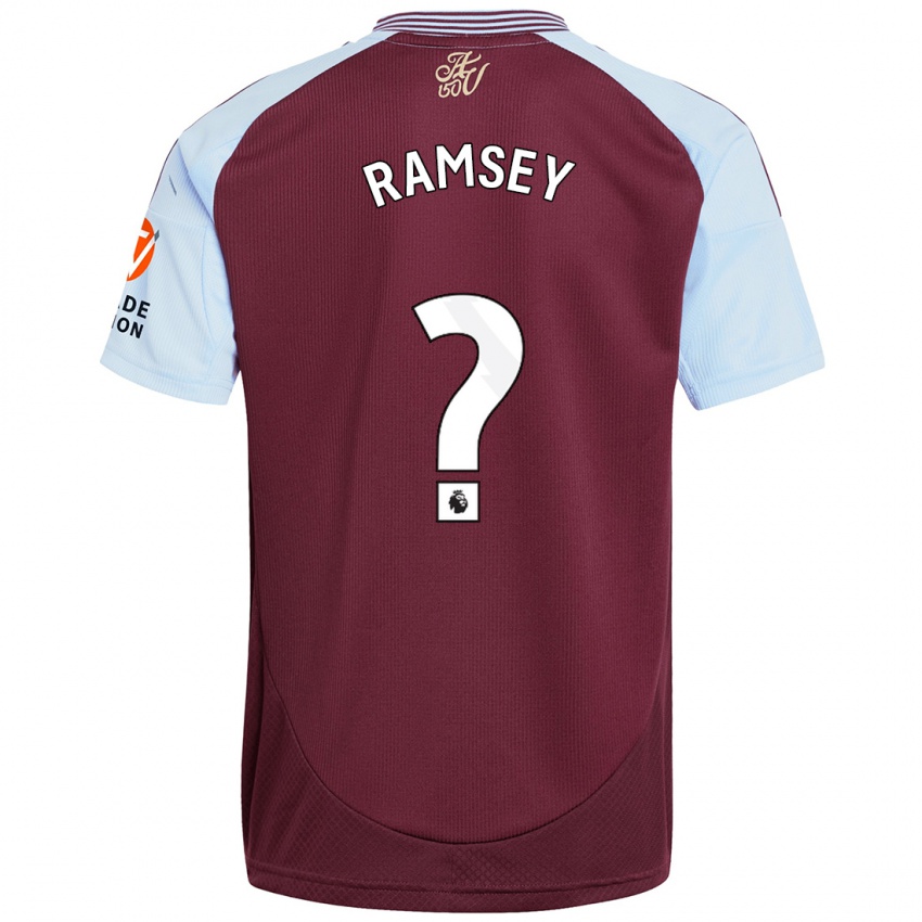 Hombre Camiseta Cole Ramsey #0 Borgoña Azul Cielo 1ª Equipación 2024/25 La Camisa