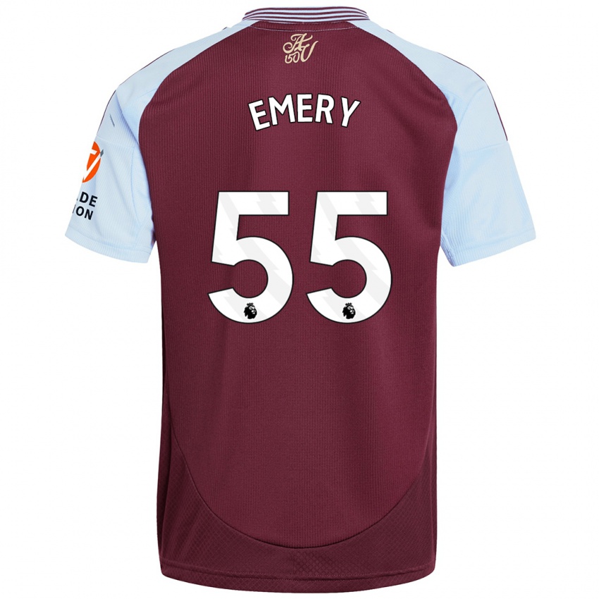 Hombre Camiseta Lander Emery #55 Borgoña Azul Cielo 1ª Equipación 2024/25 La Camisa