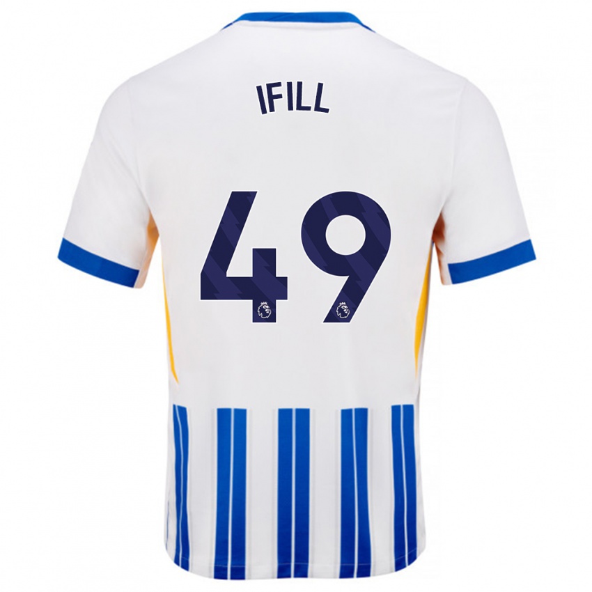 Hombre Camiseta Marcus Ifill #49 Blanco Azul Rayas 1ª Equipación 2024/25 La Camisa