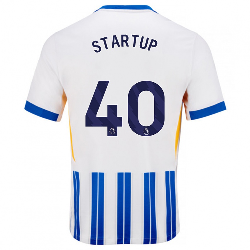 Hombre Camiseta Katie Startup #40 Blanco Azul Rayas 1ª Equipación 2024/25 La Camisa