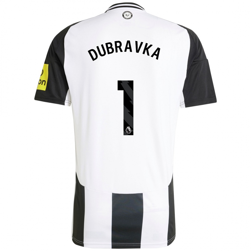 Hombre Camiseta Martin Dubravka #1 Blanco Negro 1ª Equipación 2024/25 La Camisa