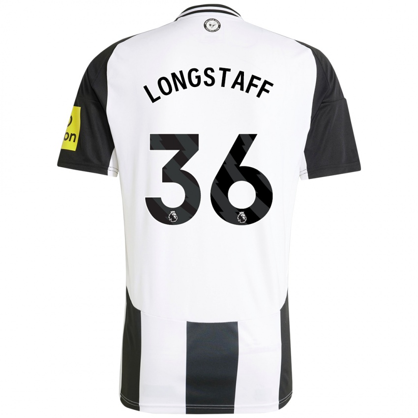 Hombre Camiseta Sean Longstaff #36 Blanco Negro 1ª Equipación 2024/25 La Camisa