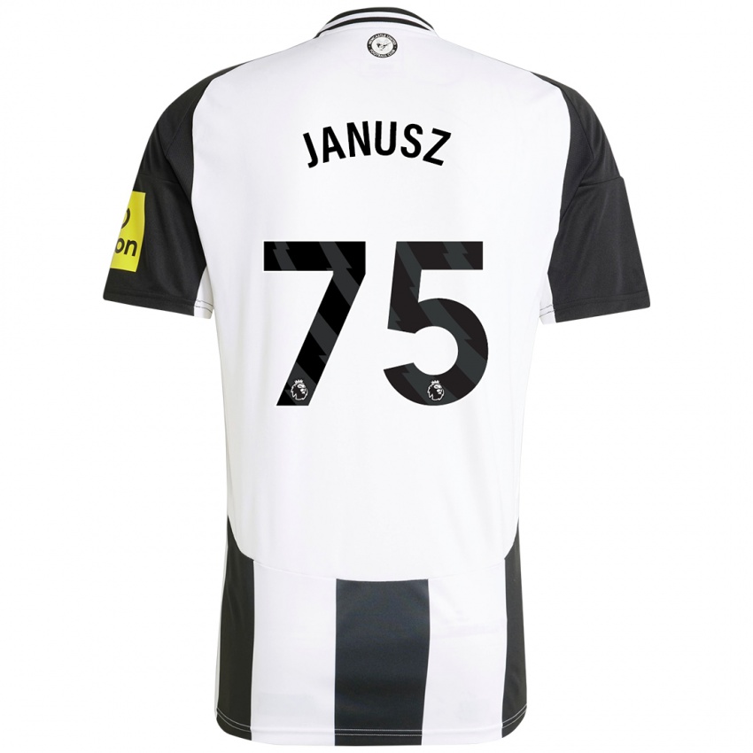 Hombre Camiseta Adrian Janusz #75 Blanco Negro 1ª Equipación 2024/25 La Camisa