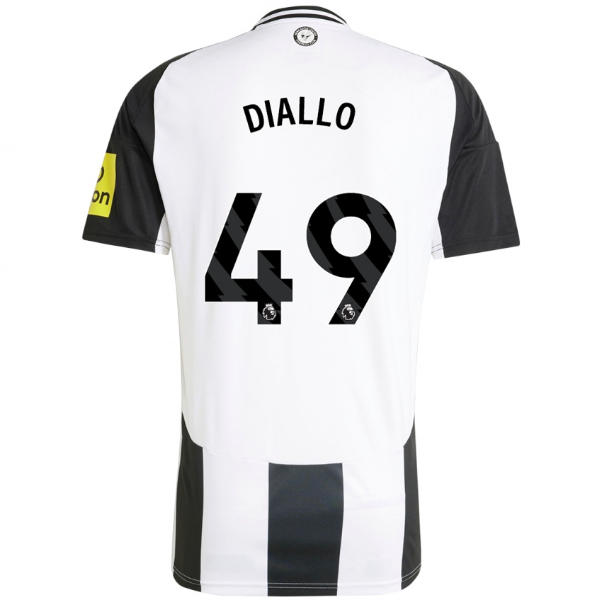 Hombre Camiseta Amadou Diallo #49 Blanco Negro 1ª Equipación 2024/25 La Camisa