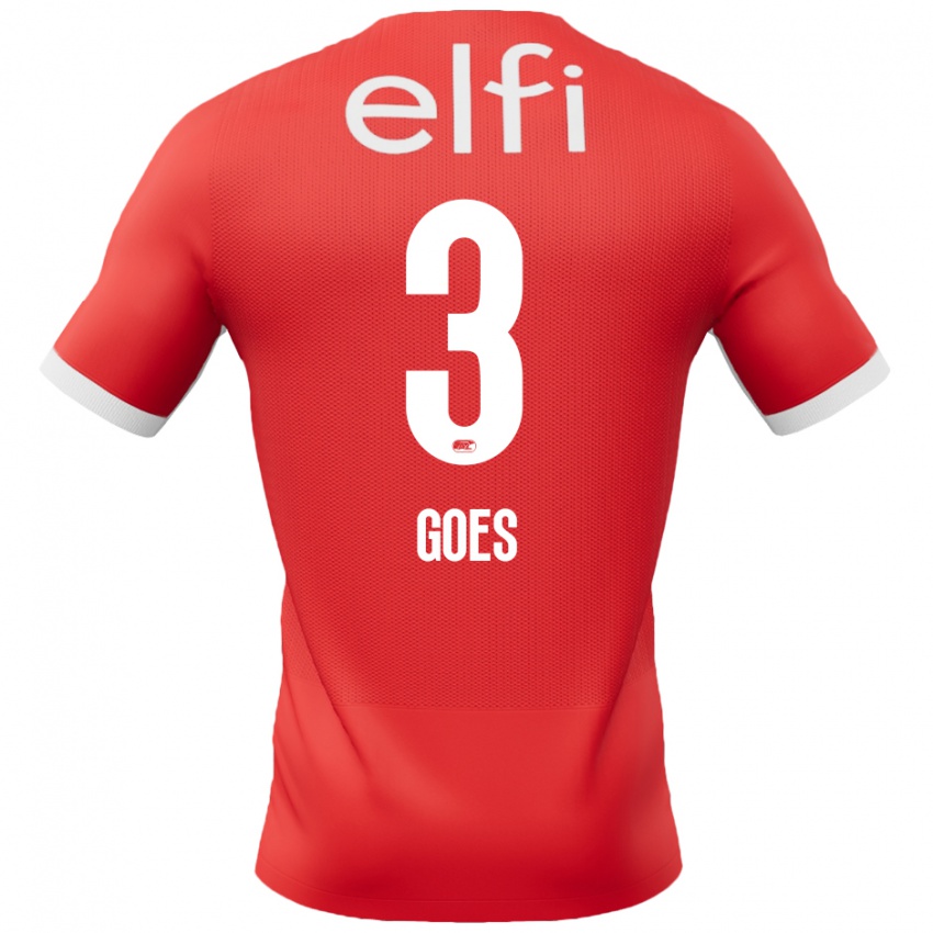 Hombre Camiseta Wouter Goes #3 Rojo Blanco 1ª Equipación 2024/25 La Camisa