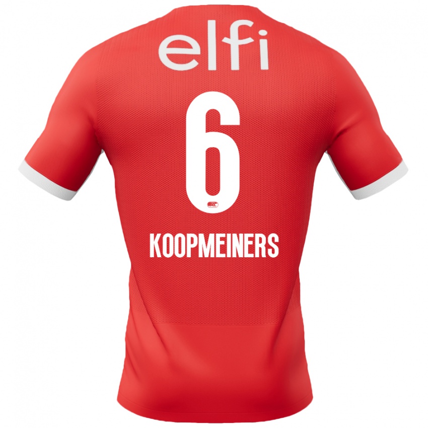 Hombre Camiseta Peer Koopmeiners #6 Rojo Blanco 1ª Equipación 2024/25 La Camisa