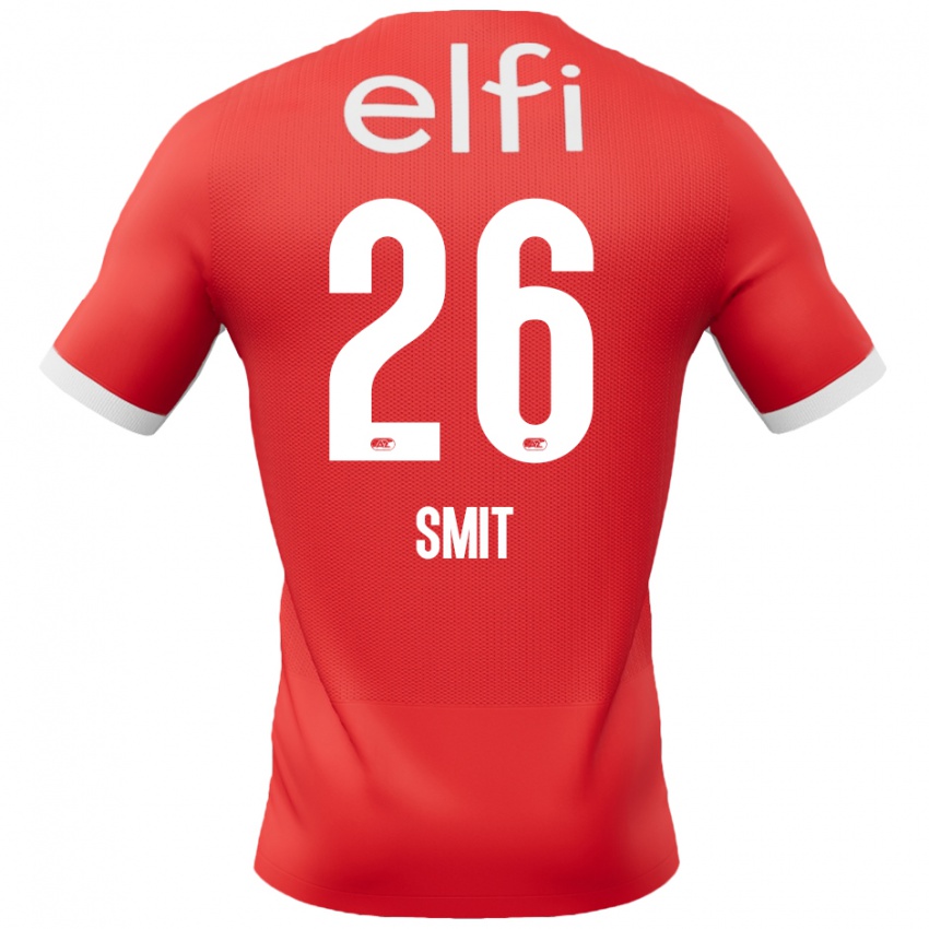 Hombre Camiseta Kees Smit #26 Rojo Blanco 1ª Equipación 2024/25 La Camisa