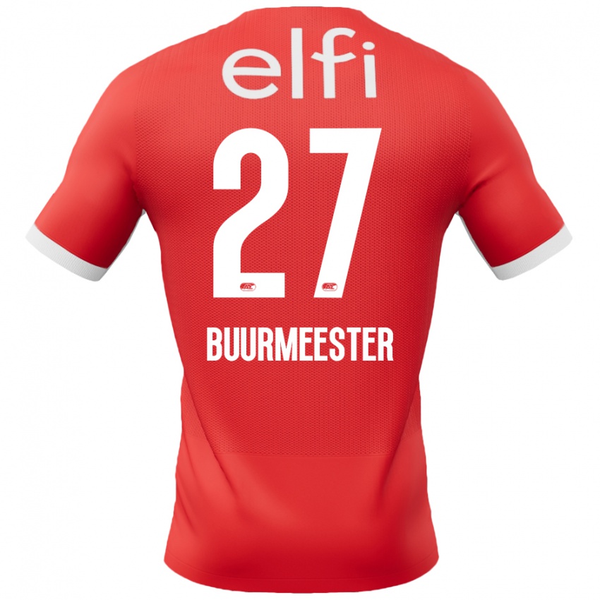 Hombre Camiseta Zico Buurmeester #27 Rojo Blanco 1ª Equipación 2024/25 La Camisa