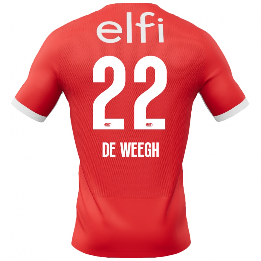 Hombre Camiseta Bo Op De Weegh #22 Rojo Blanco 1ª Equipación 2024/25 La Camisa