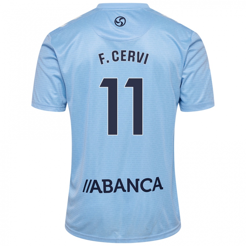 Hombre Camiseta Franco Cervi #11 Azul Cielo 1ª Equipación 2024/25 La Camisa