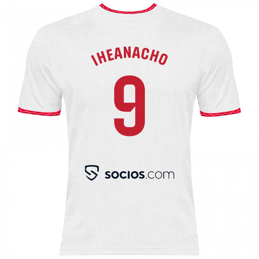 Hombre Camiseta Kelechi Iheanacho #9 Blanco Rojo 1ª Equipación 2024/25 La Camisa