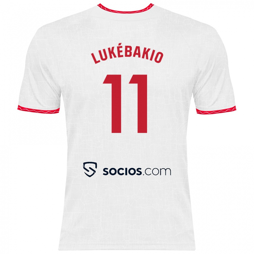 Hombre Camiseta Dodi Lukébakio #11 Blanco Rojo 1ª Equipación 2024/25 La Camisa