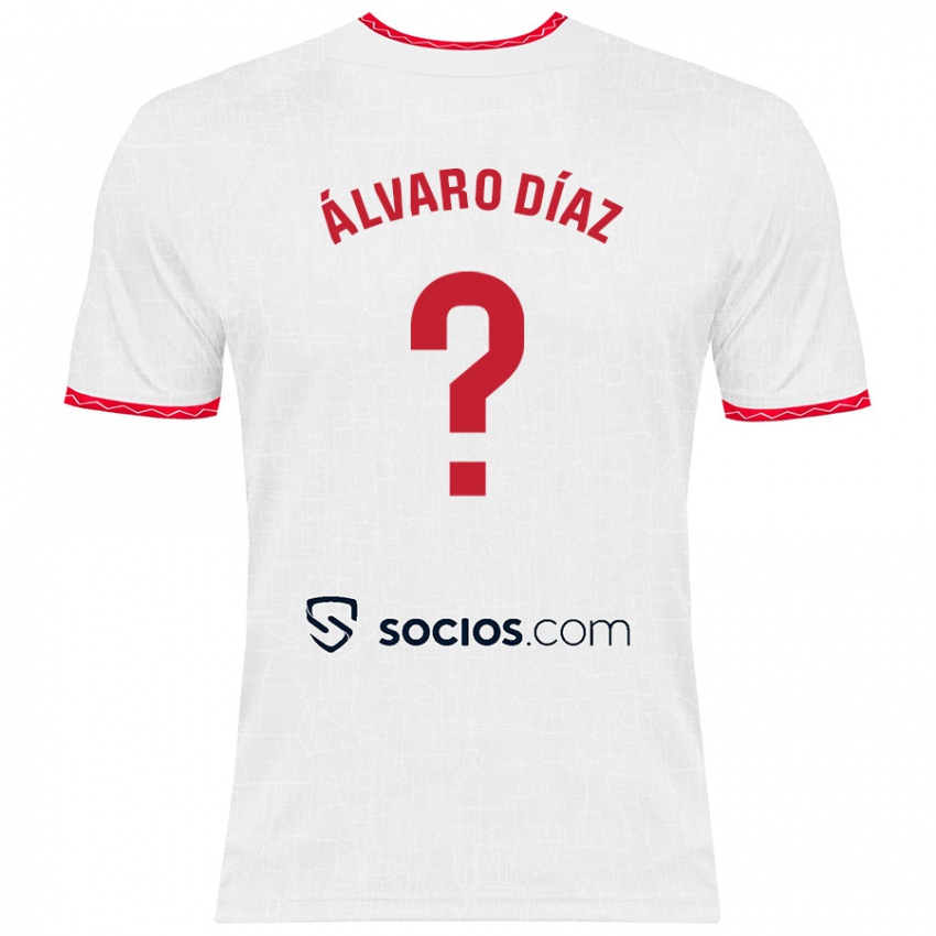 Hombre Camiseta Álvaro Díaz #0 Blanco Rojo 1ª Equipación 2024/25 La Camisa