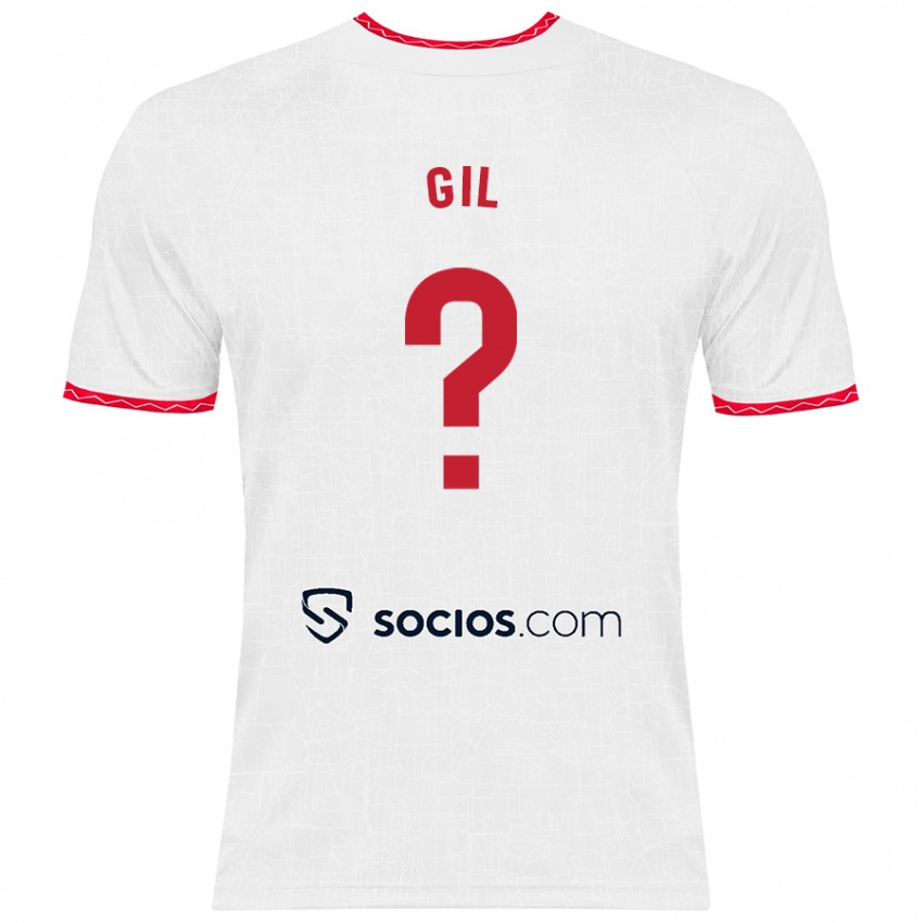 Hombre Camiseta Dani Gil #0 Blanco Rojo 1ª Equipación 2024/25 La Camisa