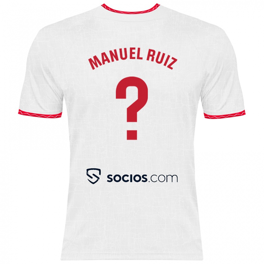 Hombre Camiseta José Manuel Ruiz #0 Blanco Rojo 1ª Equipación 2024/25 La Camisa