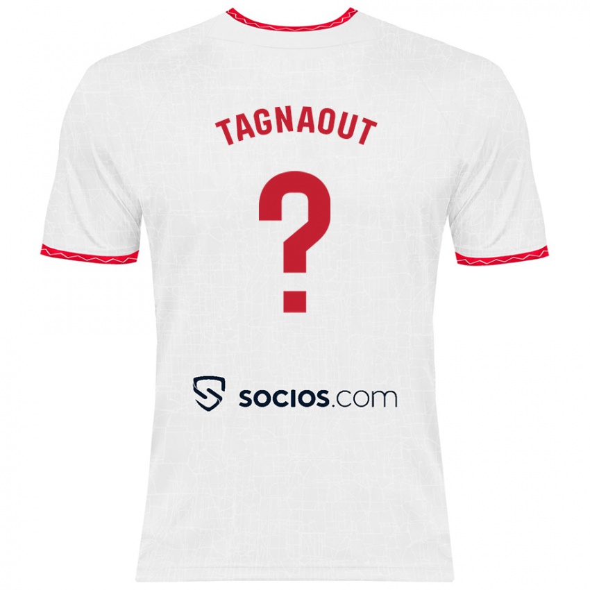 Hombre Camiseta Fatima Tagnaout #0 Blanco Rojo 1ª Equipación 2024/25 La Camisa