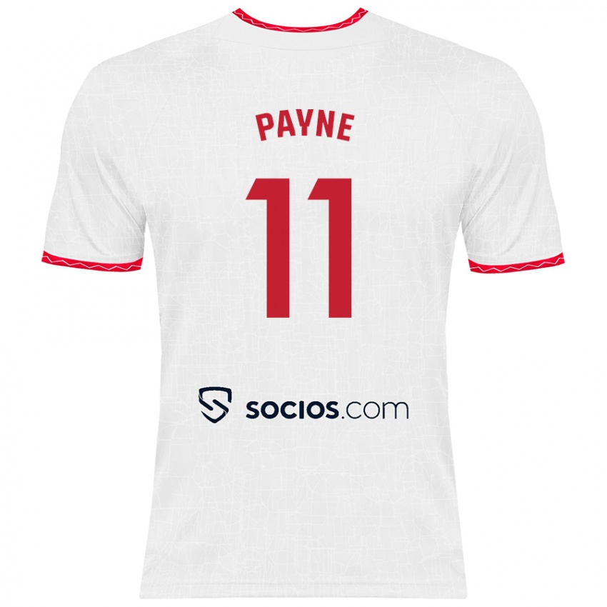 Hombre Camiseta Antionette Oyedupe Toni Payne #11 Blanco Rojo 1ª Equipación 2024/25 La Camisa