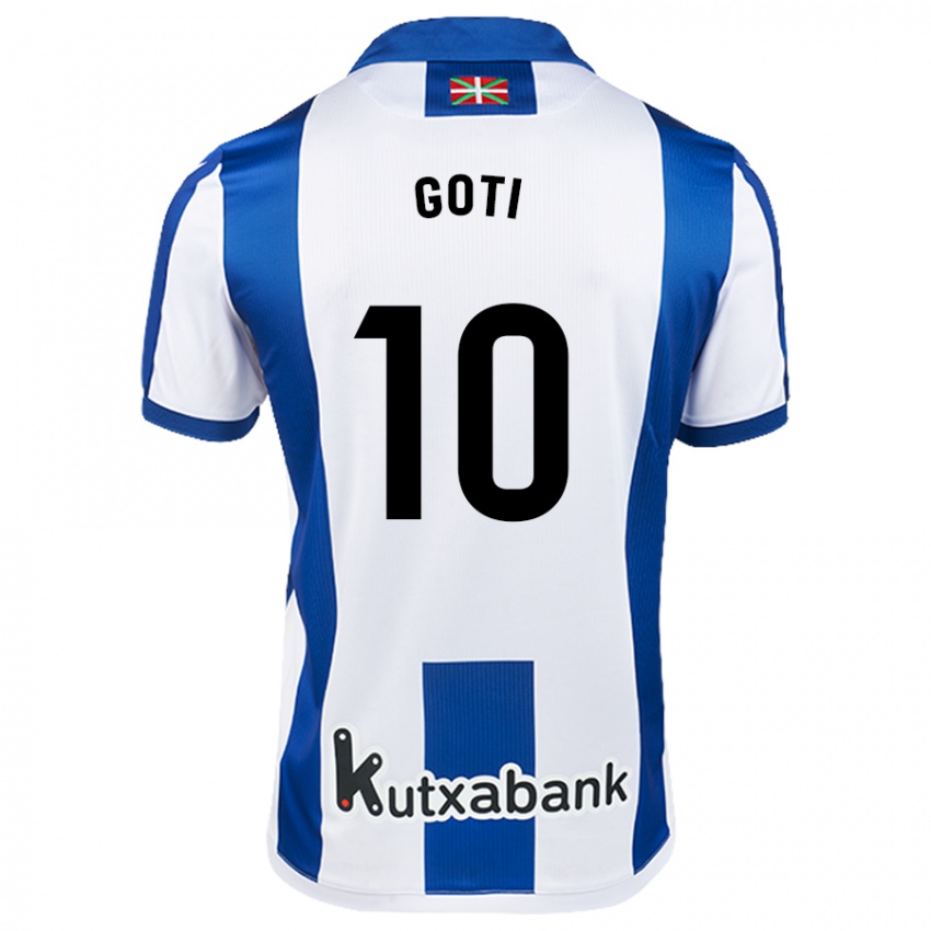 Hombre Camiseta Mikel Goti #10 Blanco Azul 1ª Equipación 2024/25 La Camisa