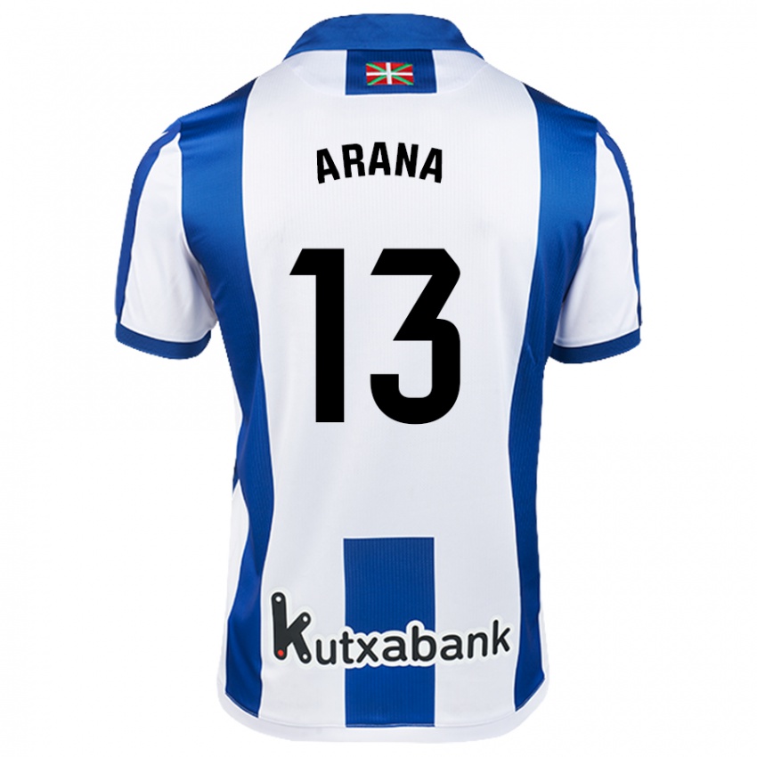 Hombre Camiseta Egoitz Arana #13 Blanco Azul 1ª Equipación 2024/25 La Camisa