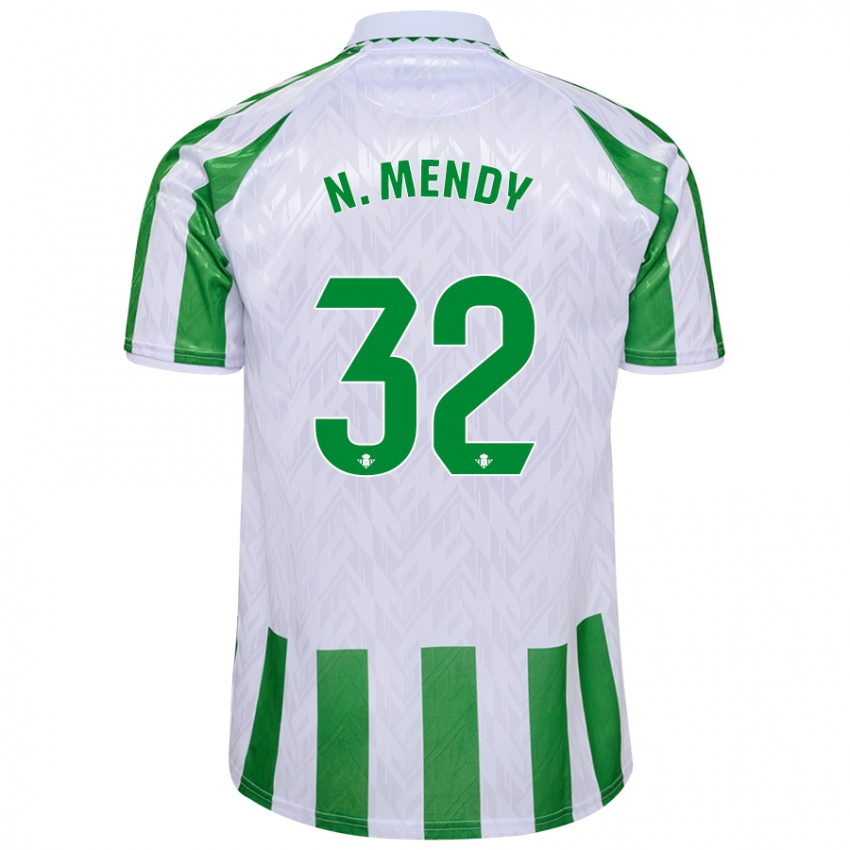 Hombre Camiseta Nobel Mendy #32 Verde Rayas Blancas 1ª Equipación 2024/25 La Camisa