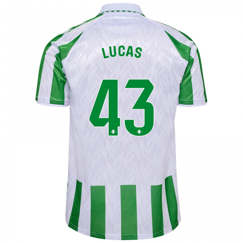 Hombre Camiseta Lucas Alcázar #43 Verde Rayas Blancas 1ª Equipación 2024/25 La Camisa